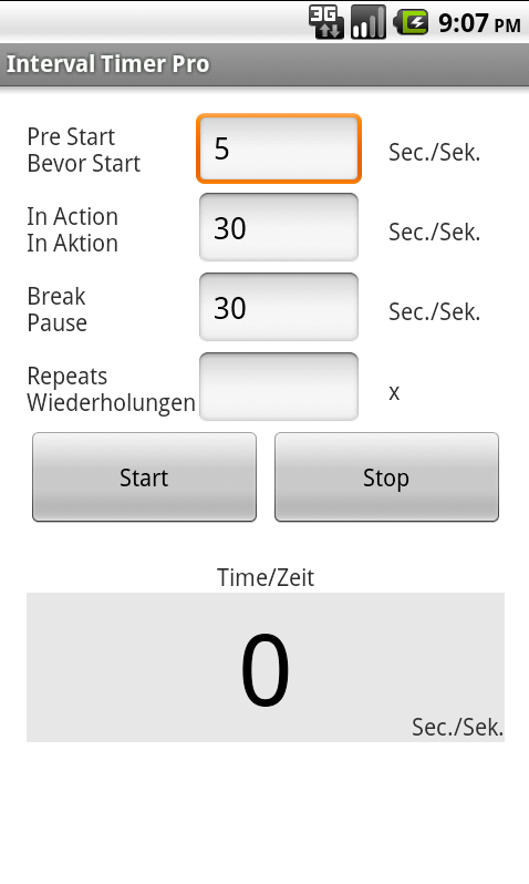 Android application Interval Timer Pro screenshort