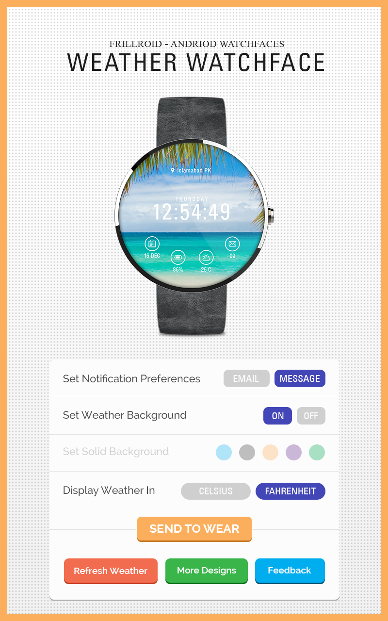 Android application Weather Watch Face - G Watch R screenshort
