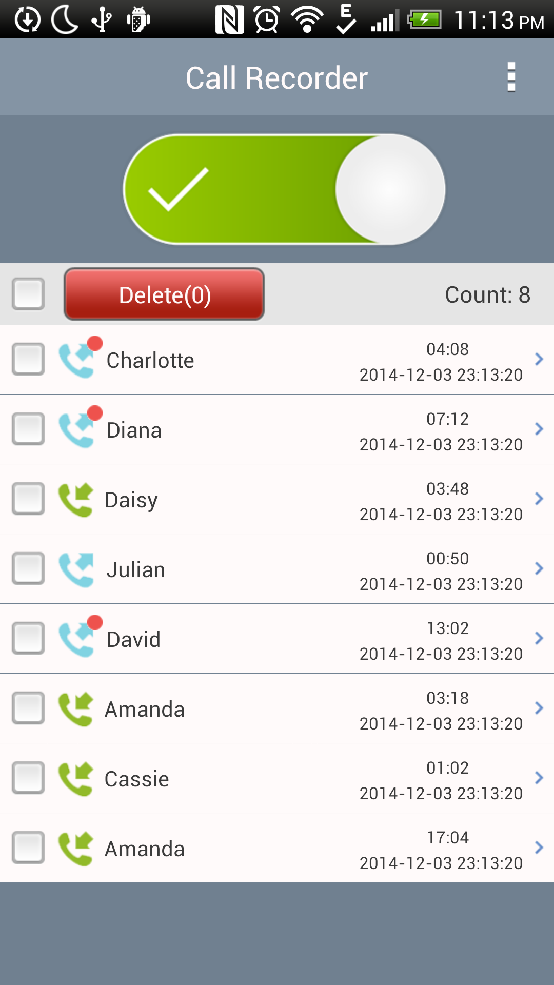 Android application Super Call Recorder screenshort