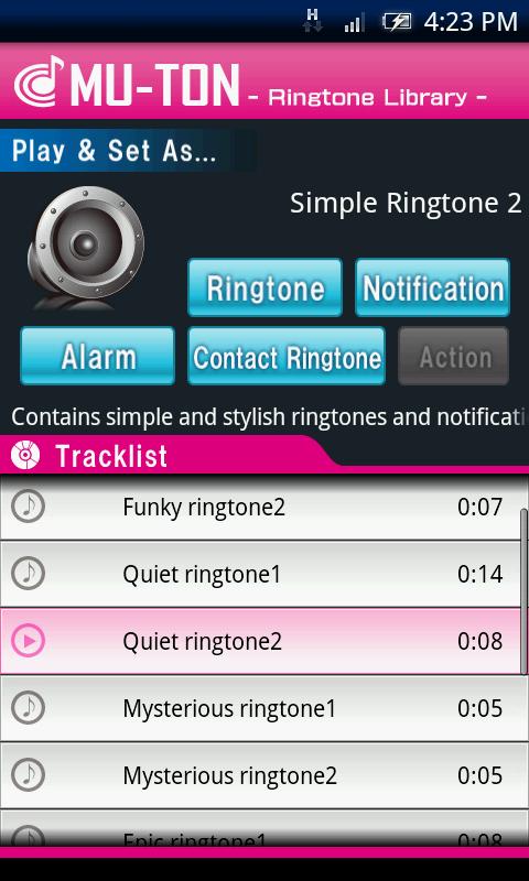 Android application Simple Ringtone Library2 screenshort