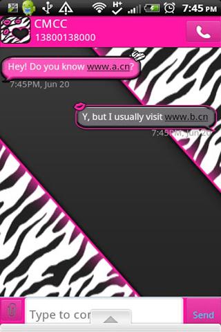 GO SMS THEME PinkZebra1