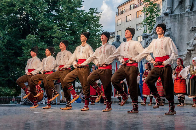 Traditional dancers in Budapest, Hungary.