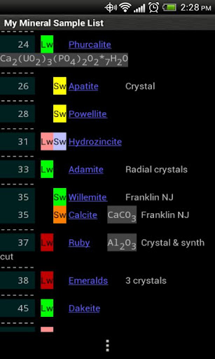 My Mineral Sample List