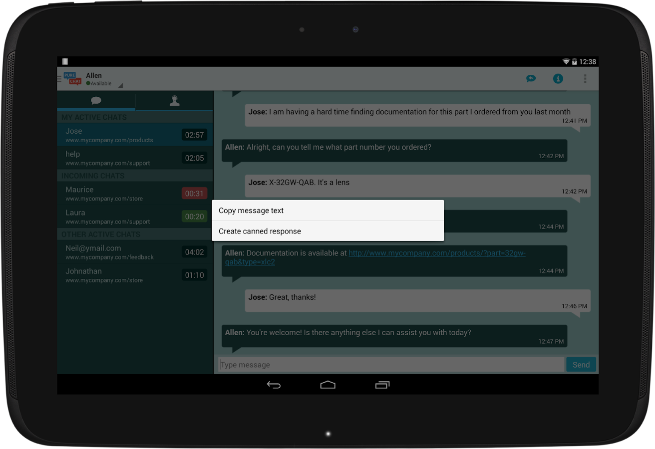 Pure Chat Free Live  Chat screenshot