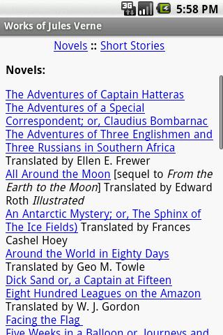 Android application Works of Jules Verne screenshort