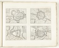 Plattegronden van Tournai, Damme, Oudenaarde en Nieuwpoort, ca. 1702