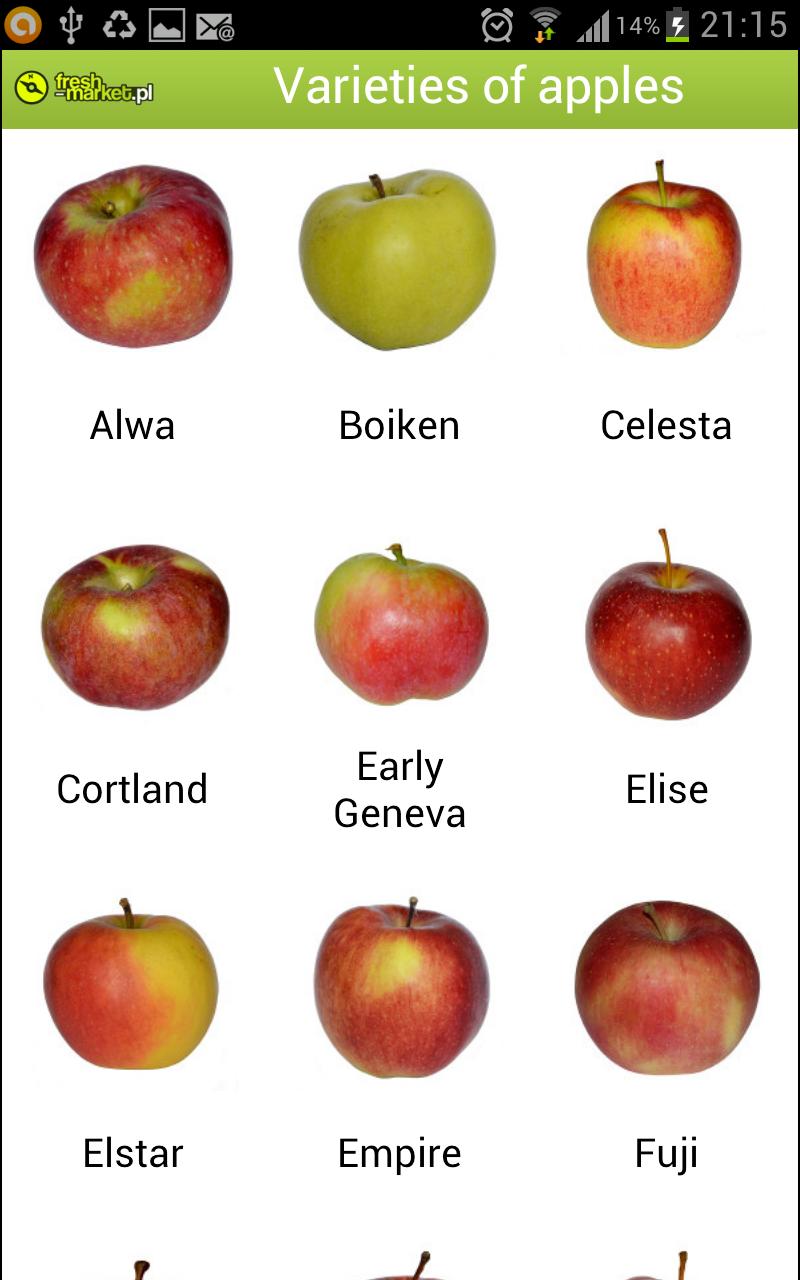 Varieties of apples Screen 2