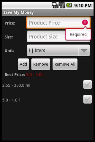 Save my Money Screen 1
