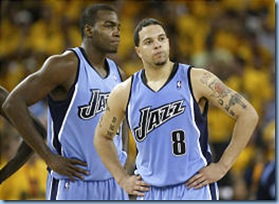 Deron Williams and reserve Paul Millsap in the 2006-2007 NBA Playoffs