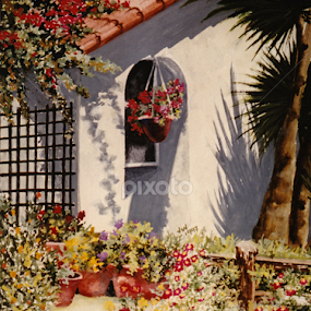 Palm Shadows by Jennifer Wheatley-Wolf - Painting All Painting