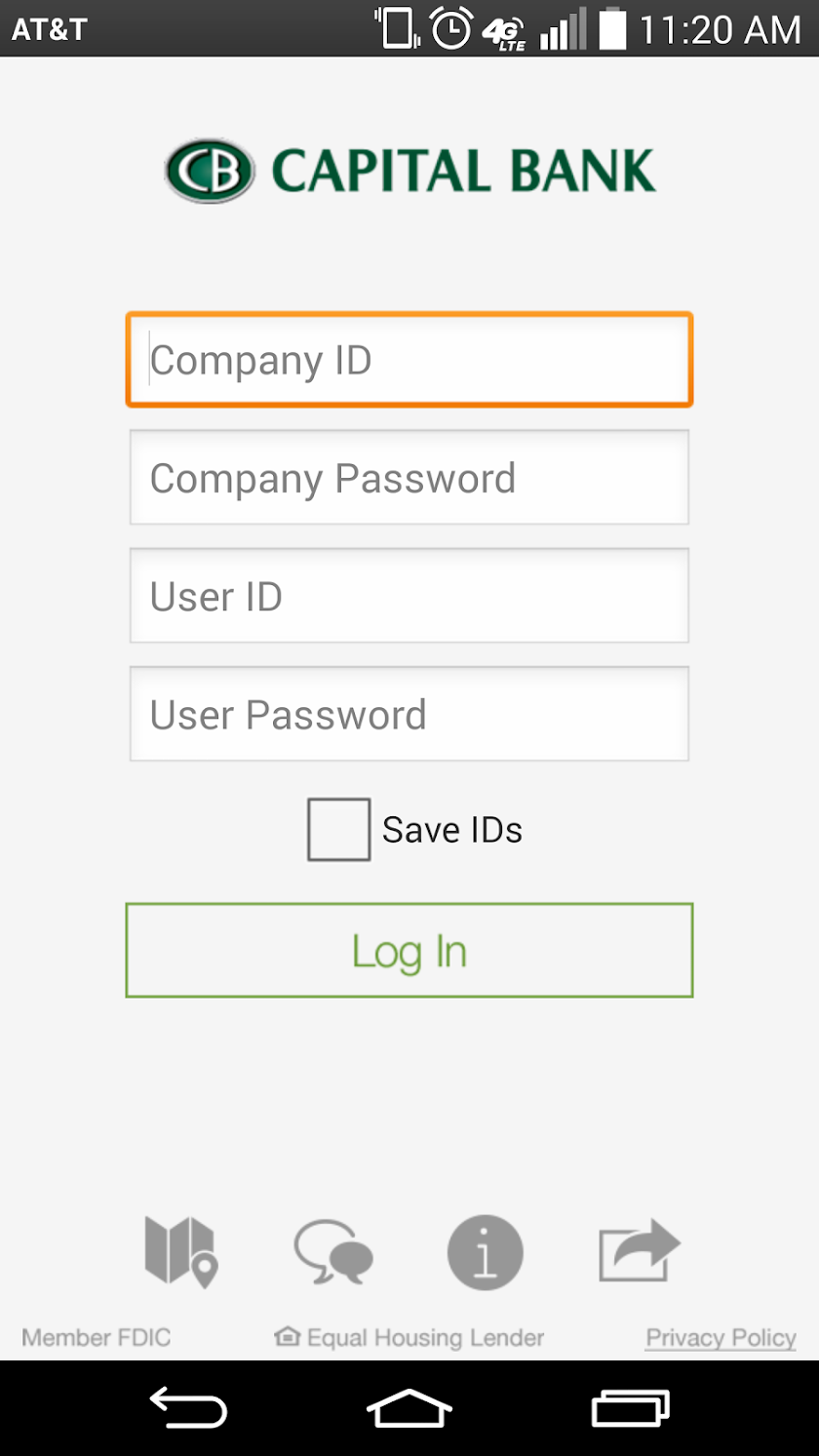 Capital Bank Business Banking Screen 1