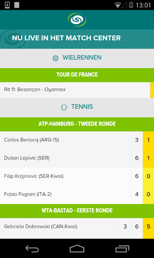 Android application Sporza screenshort