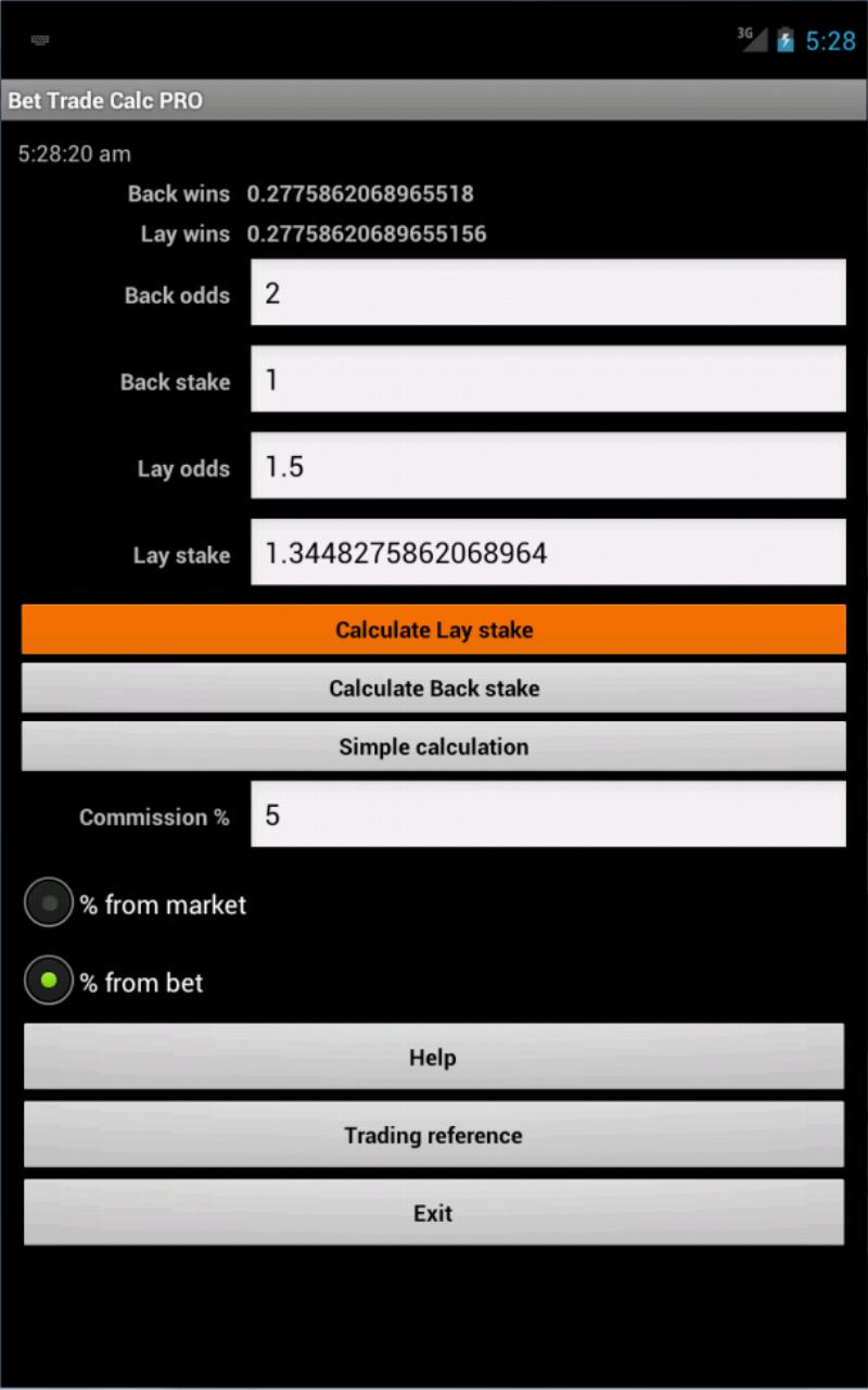 Bet Trading Calculator PRO Screen 1