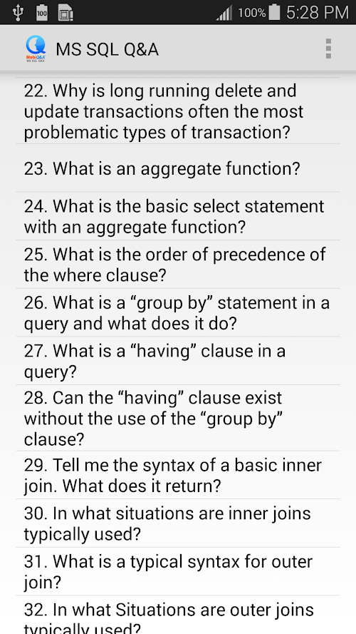 Android application MS SQL Q&amp;A screenshort