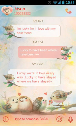 GO SMS Pro Lovebird Theme EX