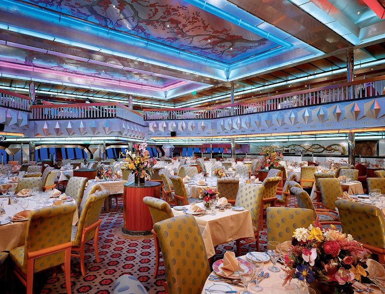 Sit down for a multi-course meal in the elegant Platinum restaurant, one of Carnival Glory's two main dining halls.