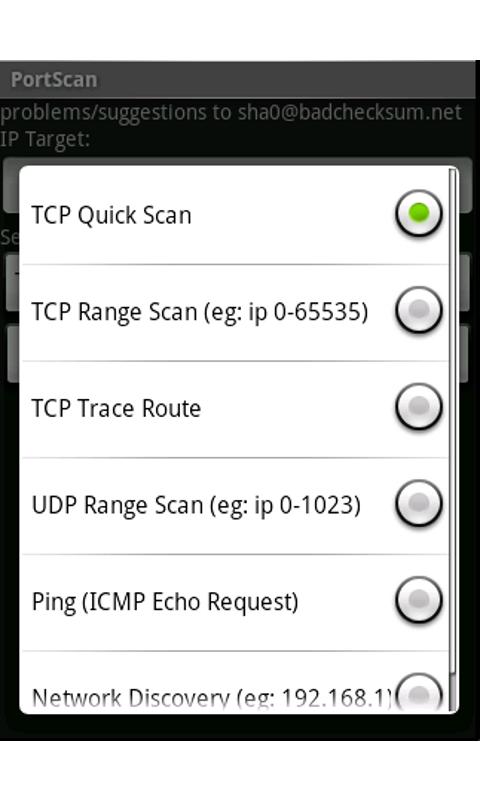 Android application PortScan screenshort