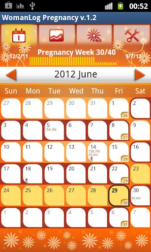 Screenshot #1 of WomanLog Pregnancy Calendar / Android