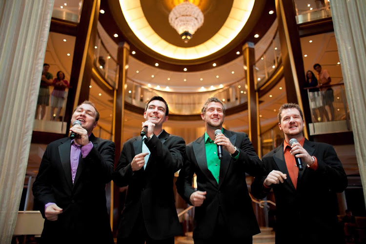 Snap your fingers to the occasional a cappella quartet you may encounter aboard Celebrity Silhouette
