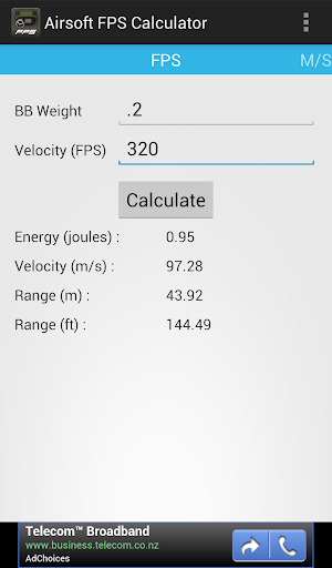 Airsoft FPS Calculator