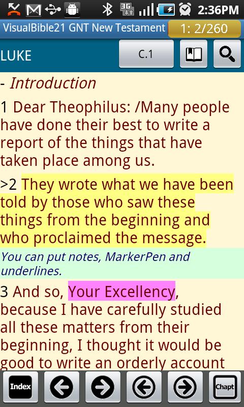 Android application Visual Bible 21 KJV + GNT screenshort