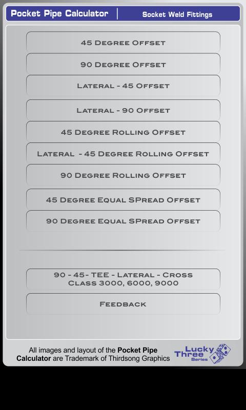 Socket Pipe Calculator Screen 1