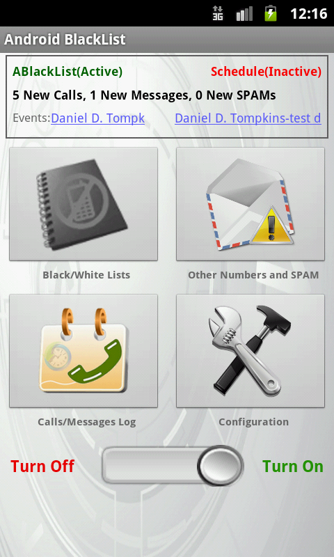 Android application ABLACKLIST BLACKLIST screenshort