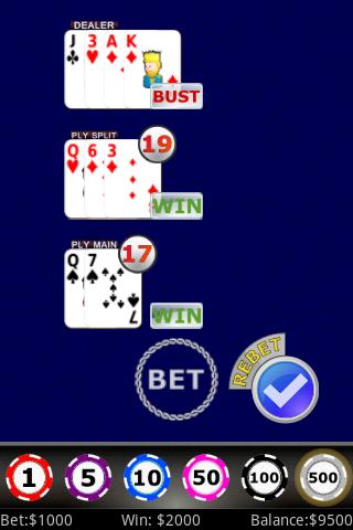 Android application Double Exposure Blackjack screenshort