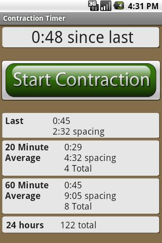 Android application Labor and Contraction Timer screenshort