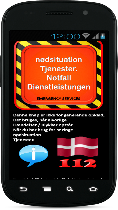 Android application Emergency Services Denmark screenshort