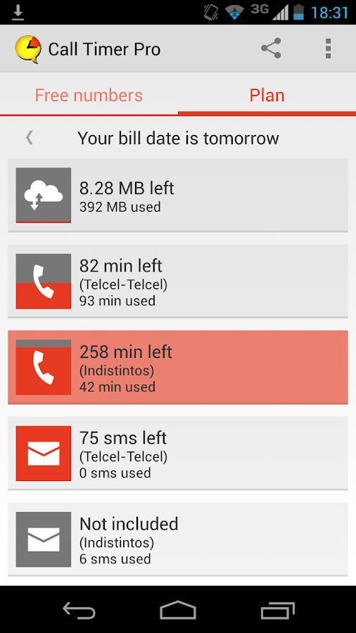 Call Timer Pro - Data Usage - screenshot