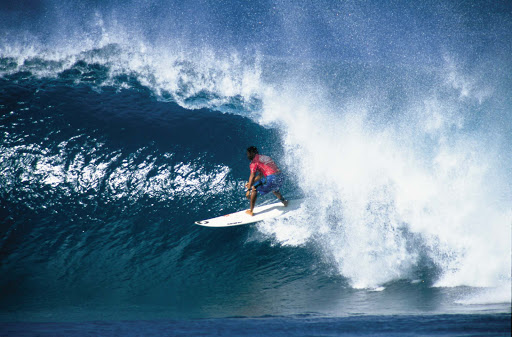 A surfer on the north shore of Oahu. 
