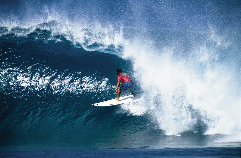 A surfer on the north shore of Oahu.