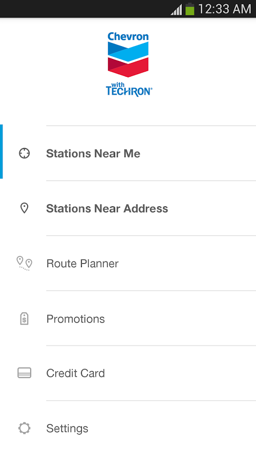 Android application Chevron Station Finder screenshort