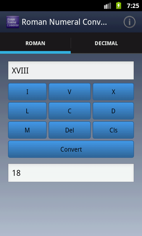 Roman Numeral Converter - screenshot