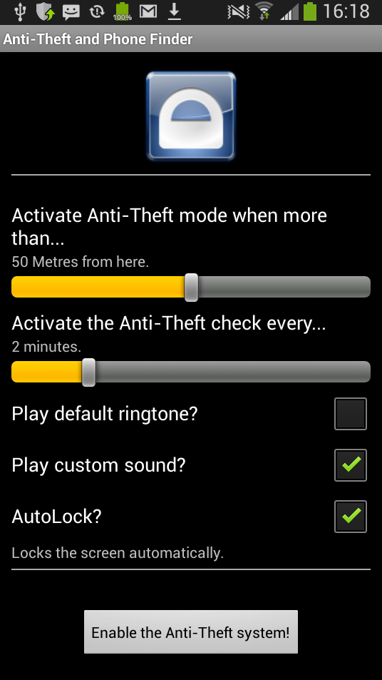 Anti-Theft and Phone Locator Screen 2