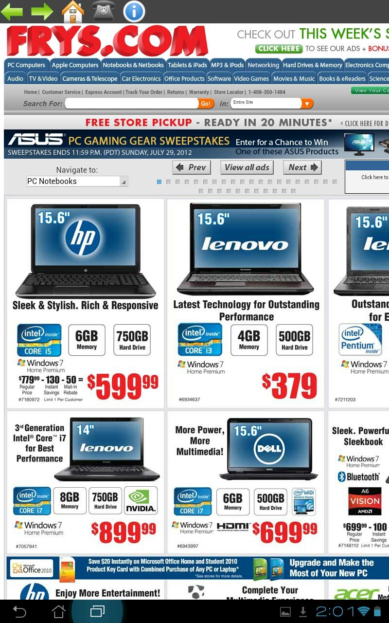Frys Electronics Viewer Tablet Screen 2