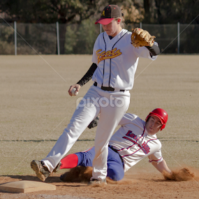 Out at third by Cheryl Waring - Sports & Fitness Baseball