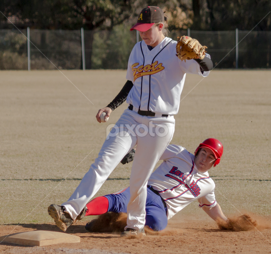Out at third by Cheryl Waring - Sports & Fitness Baseball