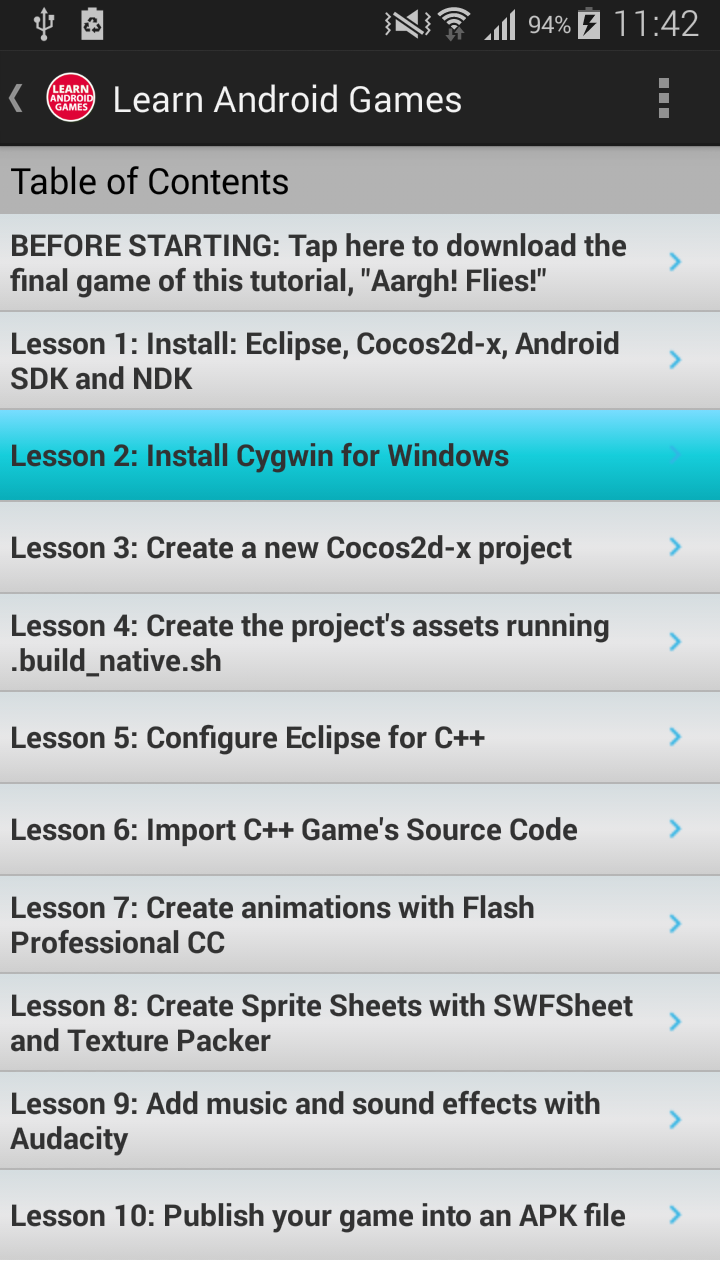 Learn Android Games Screen 2