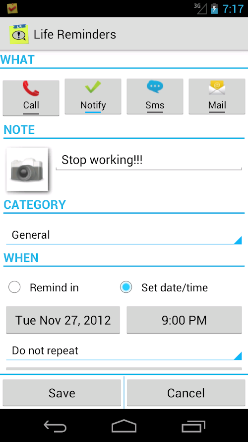 Android application Life Reminders (Donate) screenshort