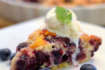Blueberry Buckle with Peach Yogurt Streusel