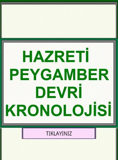 Hazreti Peygamber Kronolojisi