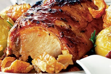 Roast pork with apples, cider vinegar & rosemary