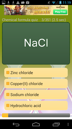 Chemical formula quiz