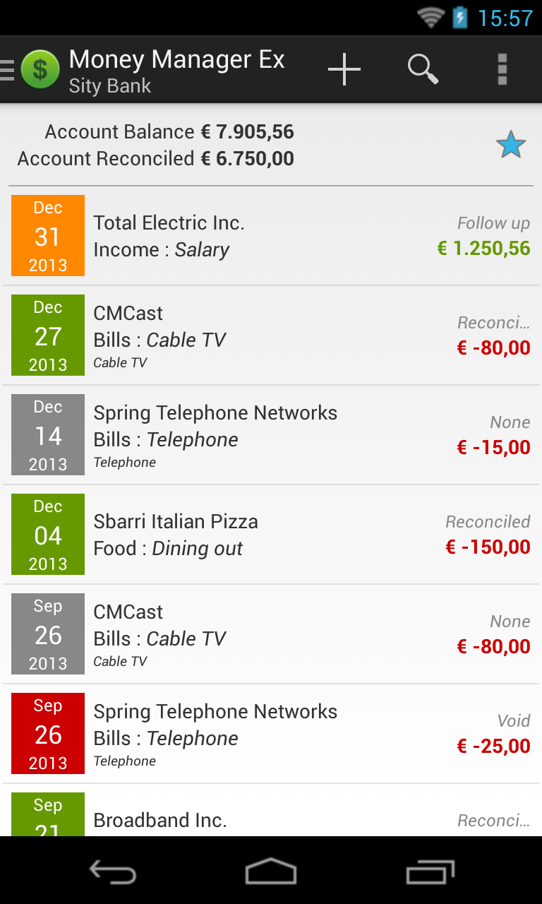 Money Manager Ex for Android Screen 2