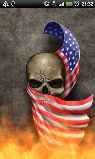 USA Flag Fire Skull LWP
