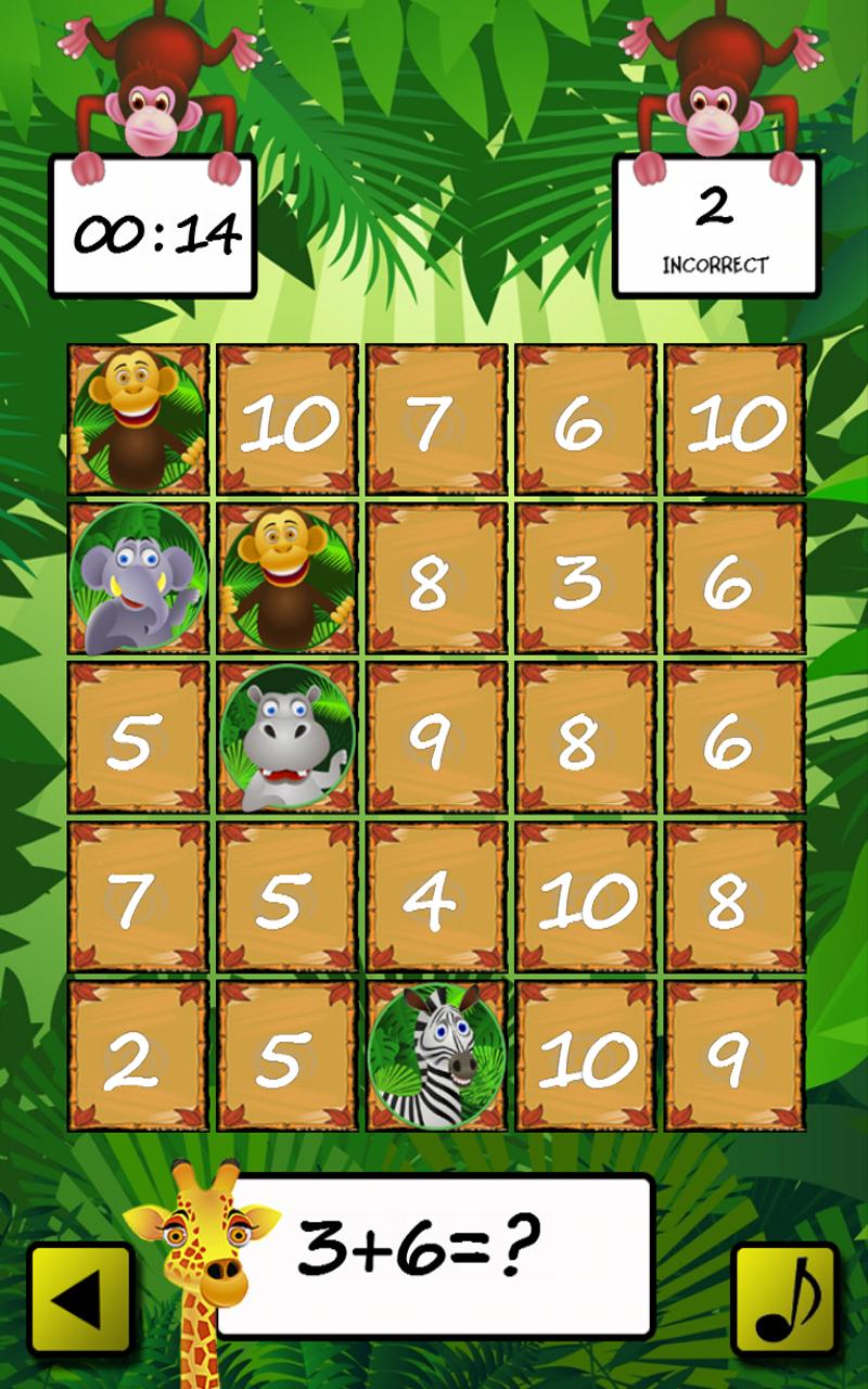 Jungle Math Bingo Screen 2