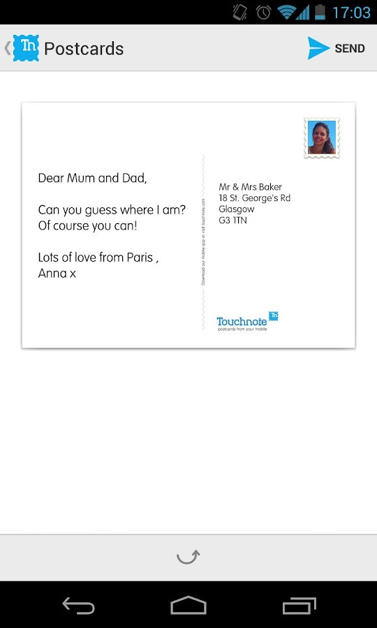 Touchnote Postcards screenshot