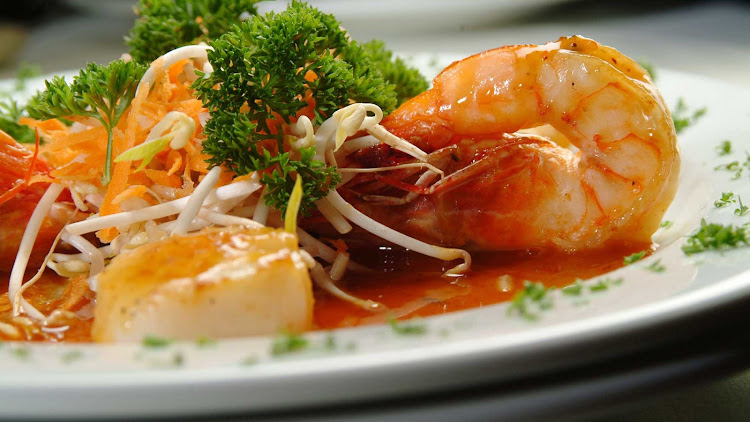 Freshly cooked shrimp in Panama.